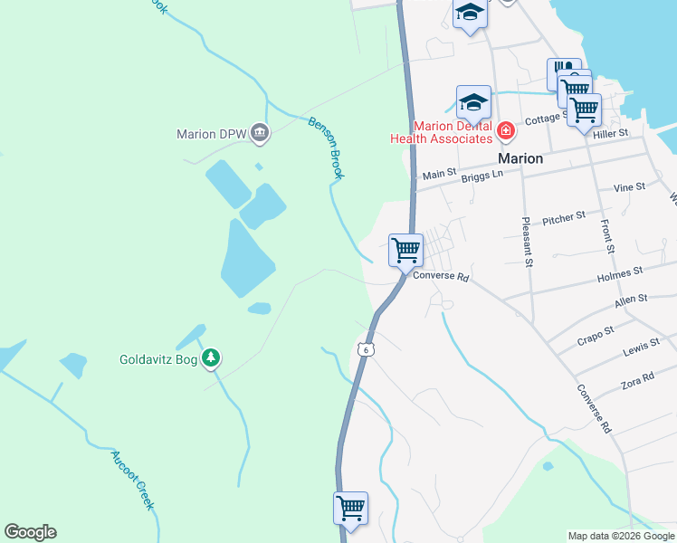map of restaurants, bars, coffee shops, grocery stores, and more near 23 Parlowtown Road in Marion