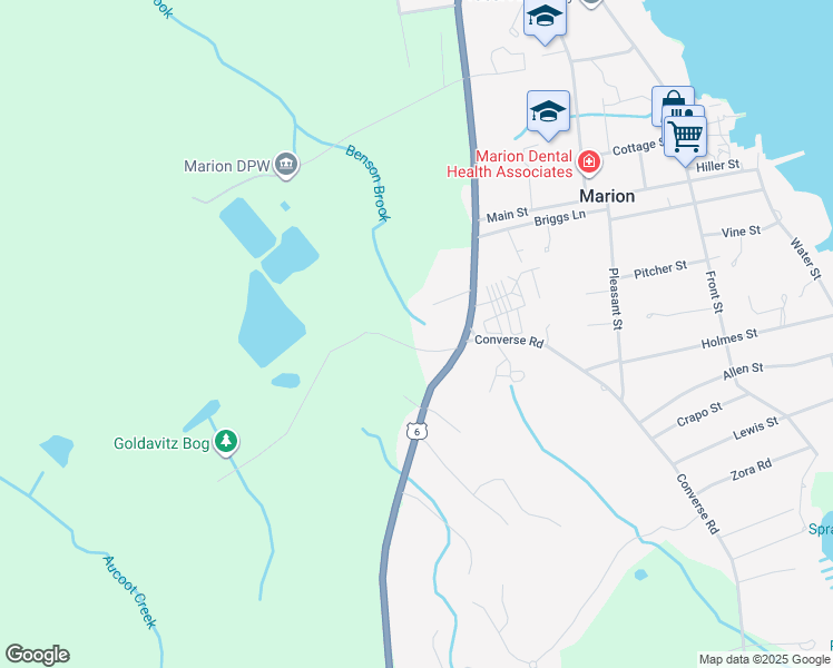 map of restaurants, bars, coffee shops, grocery stores, and more near 15 Parlowtown Road in Marion