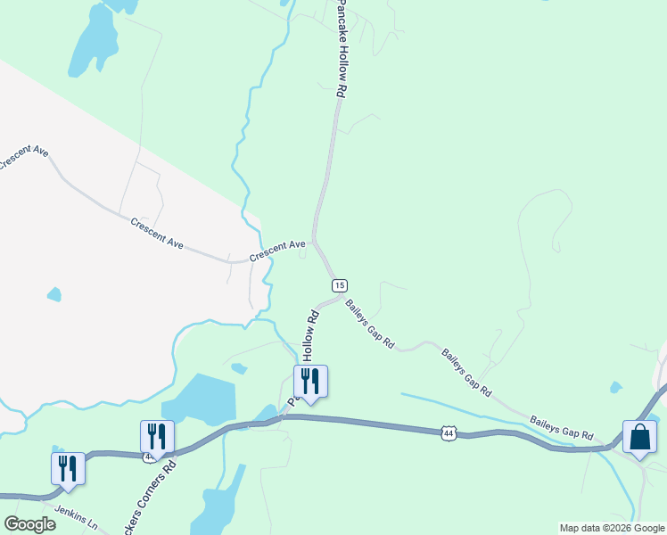 map of restaurants, bars, coffee shops, grocery stores, and more near 65 Pancake Hollow Road in Highland
