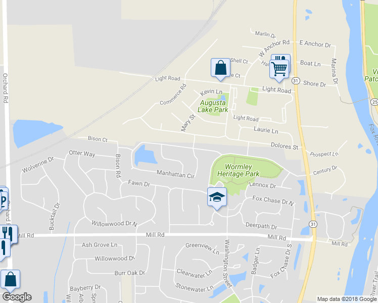 map of restaurants, bars, coffee shops, grocery stores, and more near 619 Manhattan Circle in Oswego