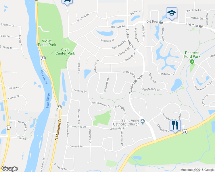 map of restaurants, bars, coffee shops, grocery stores, and more near 14 Sherwick Road in Oswego