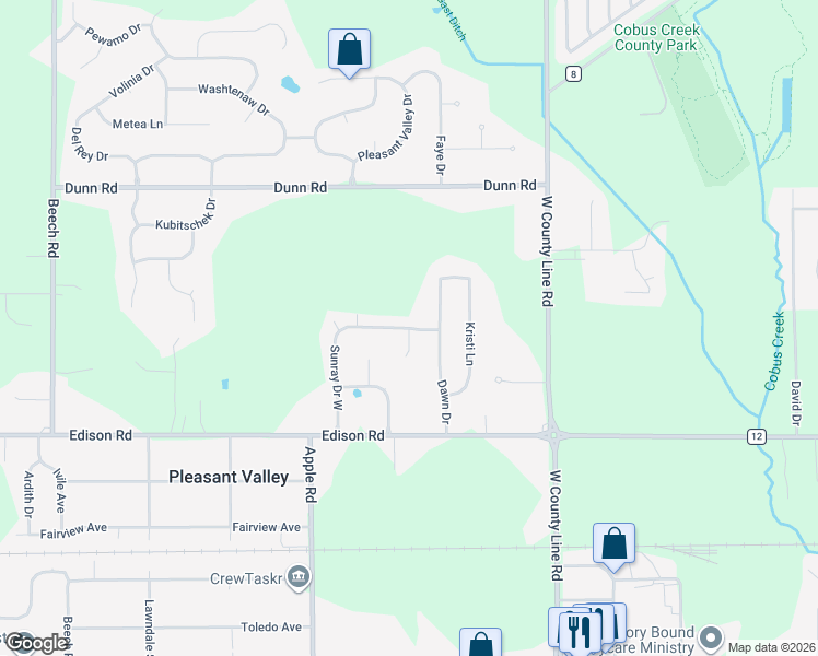 map of restaurants, bars, coffee shops, grocery stores, and more near 10200 Sunview Drive in Osceola