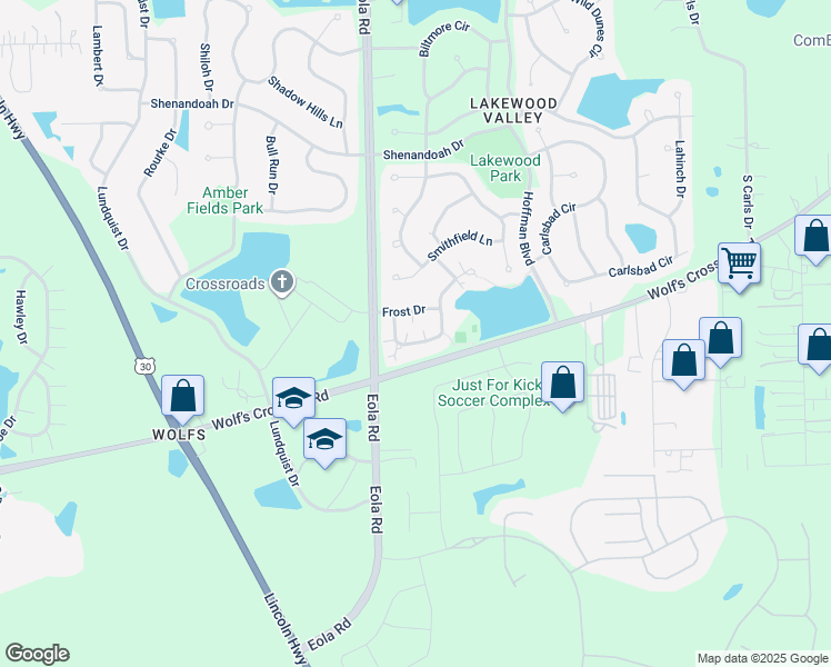 map of restaurants, bars, coffee shops, grocery stores, and more near 2462 Dickens Drive in Aurora