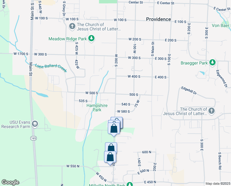 map of restaurants, bars, coffee shops, grocery stores, and more near 130 West 500 South in Providence