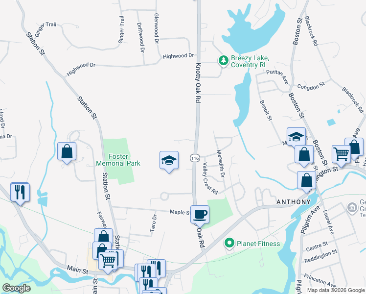map of restaurants, bars, coffee shops, grocery stores, and more near 170 Knotty Oak Road in Coventry