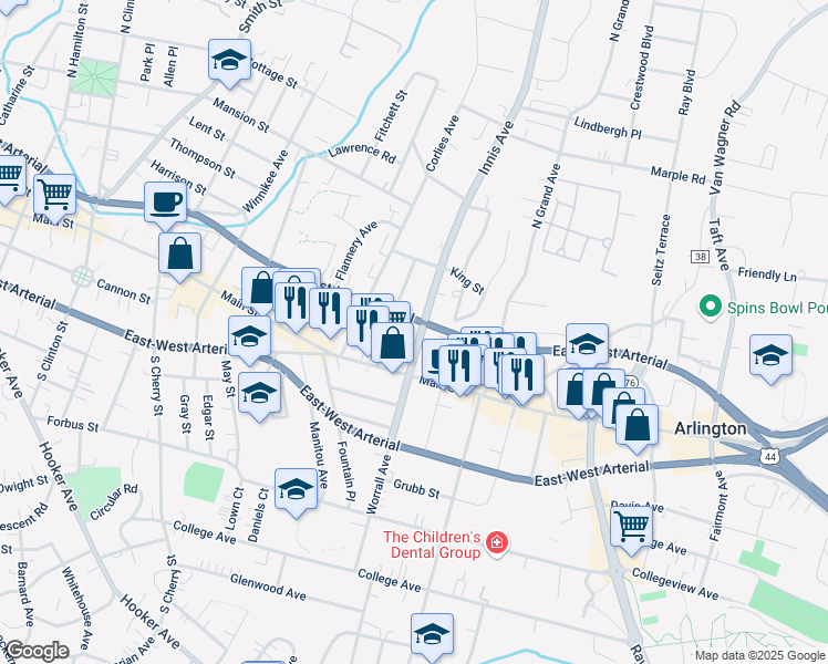 map of restaurants, bars, coffee shops, grocery stores, and more near 11 Innis Avenue in Poughkeepsie