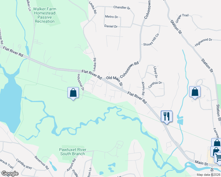 map of restaurants, bars, coffee shops, grocery stores, and more near 10 Leader Street in Coventry