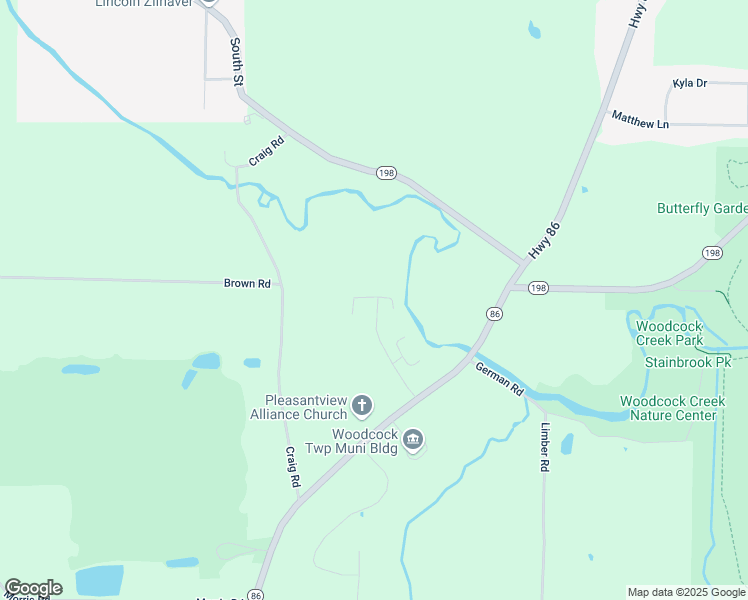 map of restaurants, bars, coffee shops, grocery stores, and more near 16400-16482 Woodcock Lane in Saegertown