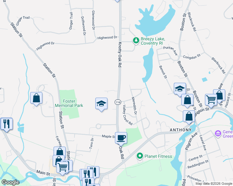 map of restaurants, bars, coffee shops, grocery stores, and more near 159 Knotty Oak Road in Coventry
