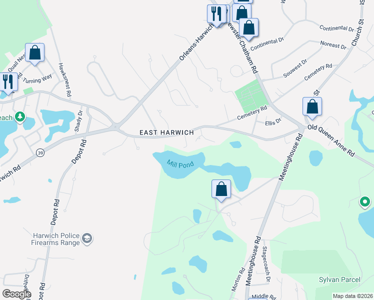 map of restaurants, bars, coffee shops, grocery stores, and more near 35 Duncan Lane in Chatham