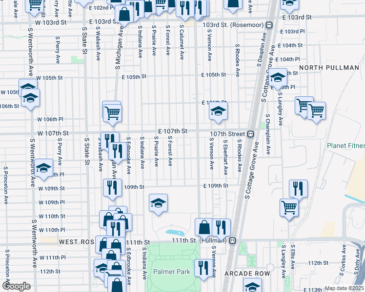 map of restaurants, bars, coffee shops, grocery stores, and more near 289 South Calumet Avenue in Chicago