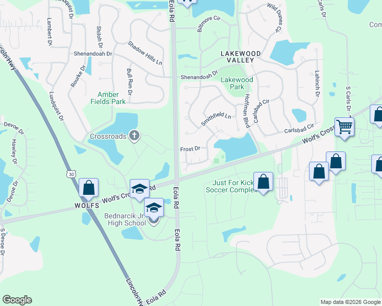map of restaurants, bars, coffee shops, grocery stores, and more near 2462 Dickens Drive in Aurora