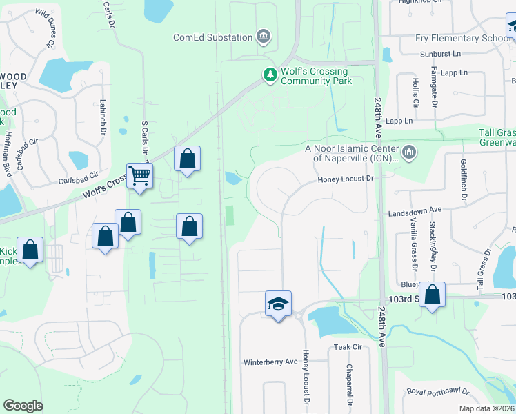 map of restaurants, bars, coffee shops, grocery stores, and more near 4339 Fraser Circle in Naperville