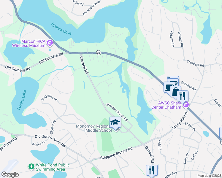 map of restaurants, bars, coffee shops, grocery stores, and more near 41 Court Street in Chatham