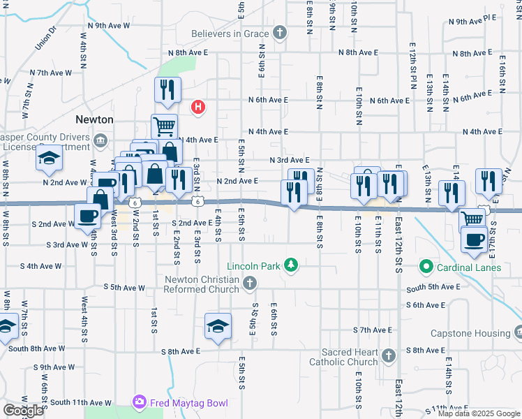 map of restaurants, bars, coffee shops, grocery stores, and more near 10 Cardinal Court in Newton