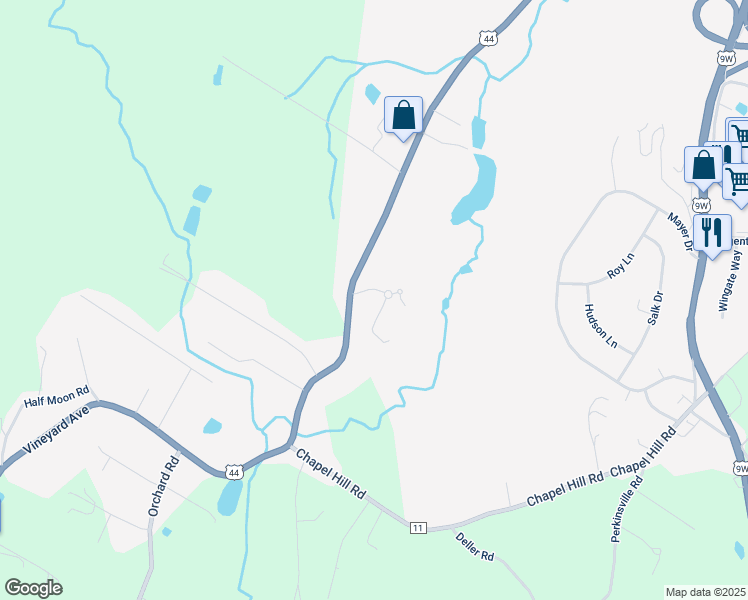 map of restaurants, bars, coffee shops, grocery stores, and more near 1 Merlot Drive in Highland