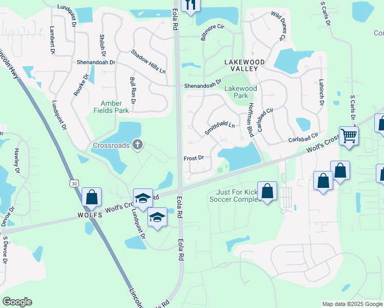 map of restaurants, bars, coffee shops, grocery stores, and more near 2461 Smithfield Court in Aurora