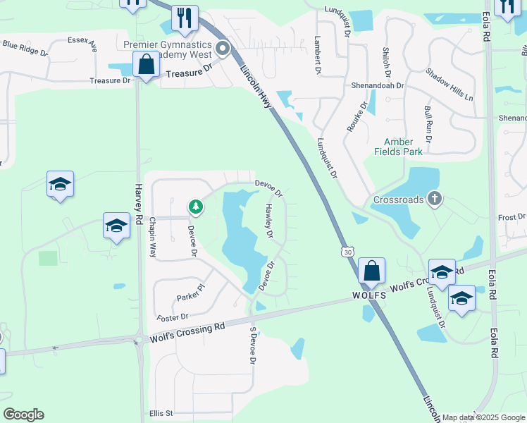 map of restaurants, bars, coffee shops, grocery stores, and more near 659 Hawley Drive in Oswego