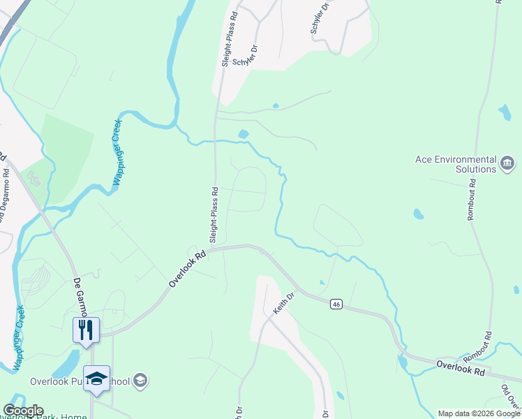 map of restaurants, bars, coffee shops, grocery stores, and more near 213 Overlook Road in Poughkeepsie