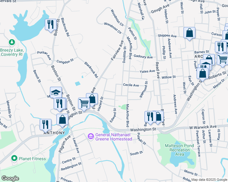 map of restaurants, bars, coffee shops, grocery stores, and more near 20 Chopin Street in Coventry