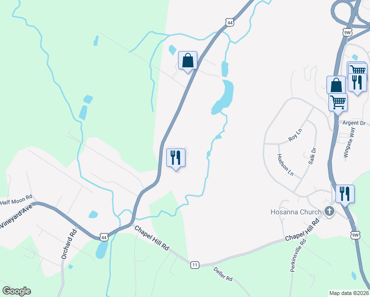 map of restaurants, bars, coffee shops, grocery stores, and more near 6142 Merlot Drive in Highland