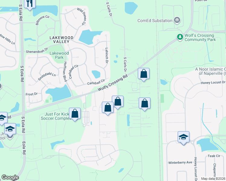 map of restaurants, bars, coffee shops, grocery stores, and more near 10018 Mandel Street in Plainfield