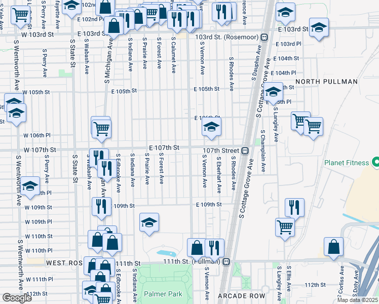 map of restaurants, bars, coffee shops, grocery stores, and more near in Chicago