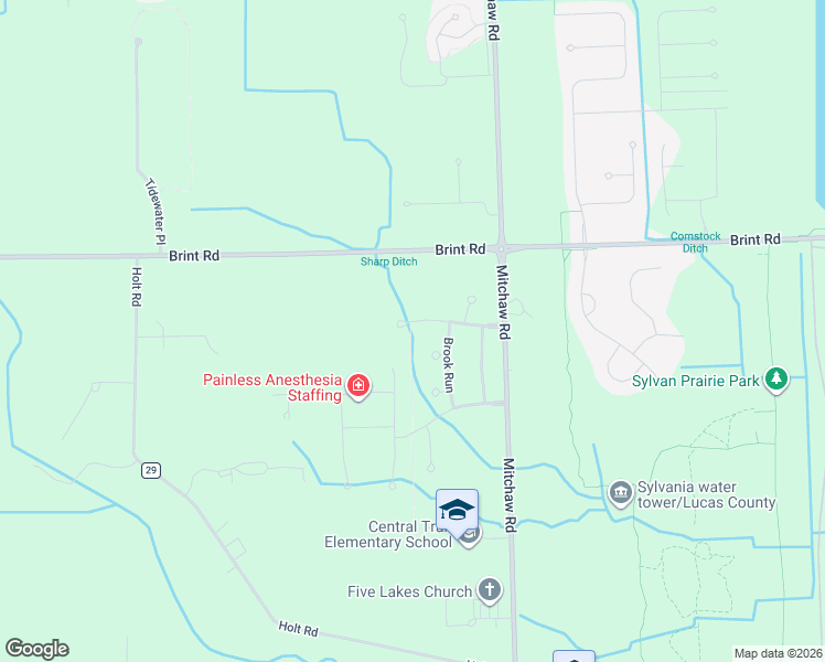 map of restaurants, bars, coffee shops, grocery stores, and more near 9247 Twin Creek Lane in Sylvania