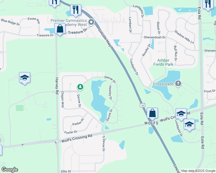 map of restaurants, bars, coffee shops, grocery stores, and more near 659 Hawley Drive in Oswego