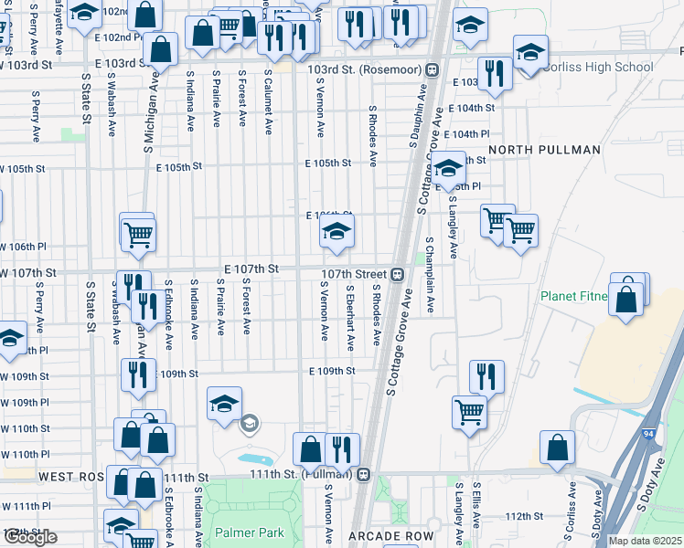 map of restaurants, bars, coffee shops, grocery stores, and more near in Chicago