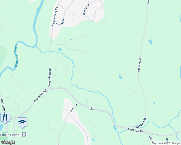 map of restaurants, bars, coffee shops, grocery stores, and more near 36 Birch Hill Drive in Poughkeepsie