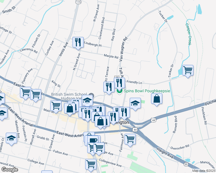 map of restaurants, bars, coffee shops, grocery stores, and more near 13 Seitz Terrace in Arlington
