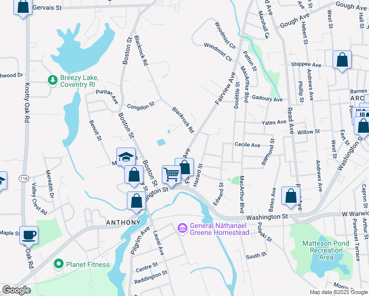 map of restaurants, bars, coffee shops, grocery stores, and more near 455 Fairview Avenue in Coventry