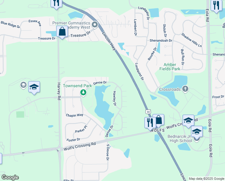 map of restaurants, bars, coffee shops, grocery stores, and more near 659 Hawley Drive in Oswego