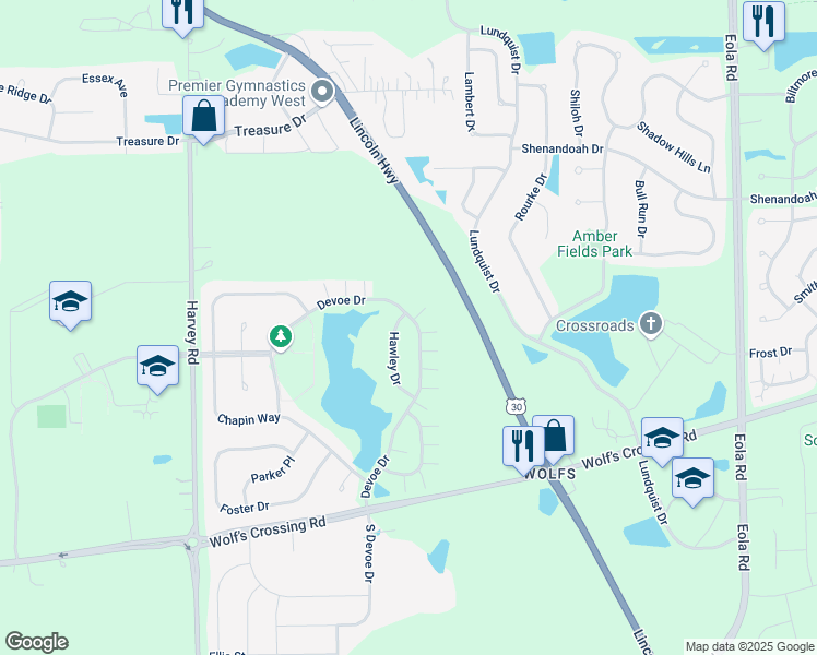 map of restaurants, bars, coffee shops, grocery stores, and more near 659 Hawley Drive in Oswego
