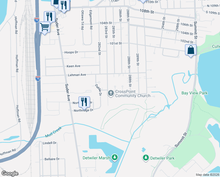 map of restaurants, bars, coffee shops, grocery stores, and more near 4302 Onondaga Avenue in Toledo