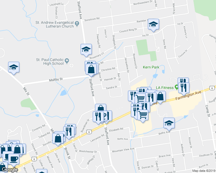 map of restaurants, bars, coffee shops, grocery stores, and more near 23 Sandra Street in Bristol