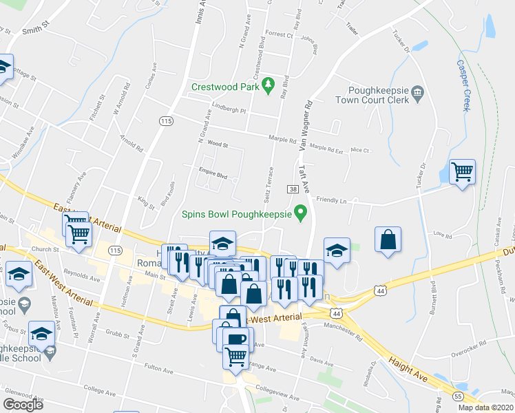 map of restaurants, bars, coffee shops, grocery stores, and more near 13 Seitz Terrace in Arlington