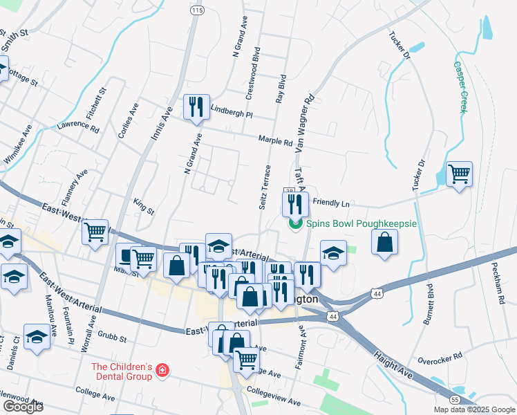 map of restaurants, bars, coffee shops, grocery stores, and more near 15 Seitz Terrace in Arlington
