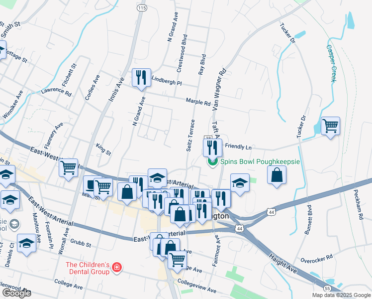 map of restaurants, bars, coffee shops, grocery stores, and more near 13 Seitz Terrace in Arlington