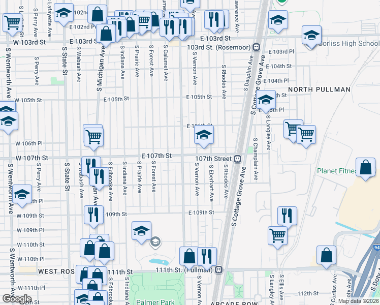 map of restaurants, bars, coffee shops, grocery stores, and more near in Chicago
