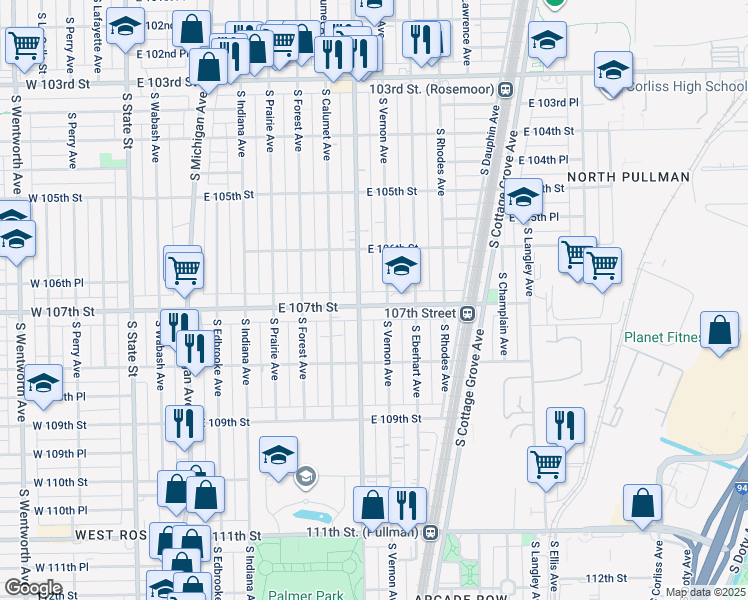 map of restaurants, bars, coffee shops, grocery stores, and more near in Chicago