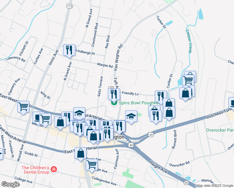 map of restaurants, bars, coffee shops, grocery stores, and more near 57 Taft Avenue in Arlington
