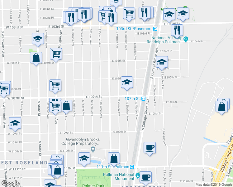 map of restaurants, bars, coffee shops, grocery stores, and more near in Chicago