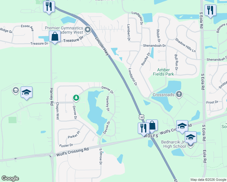 map of restaurants, bars, coffee shops, grocery stores, and more near 292 Devoe Drive in Oswego