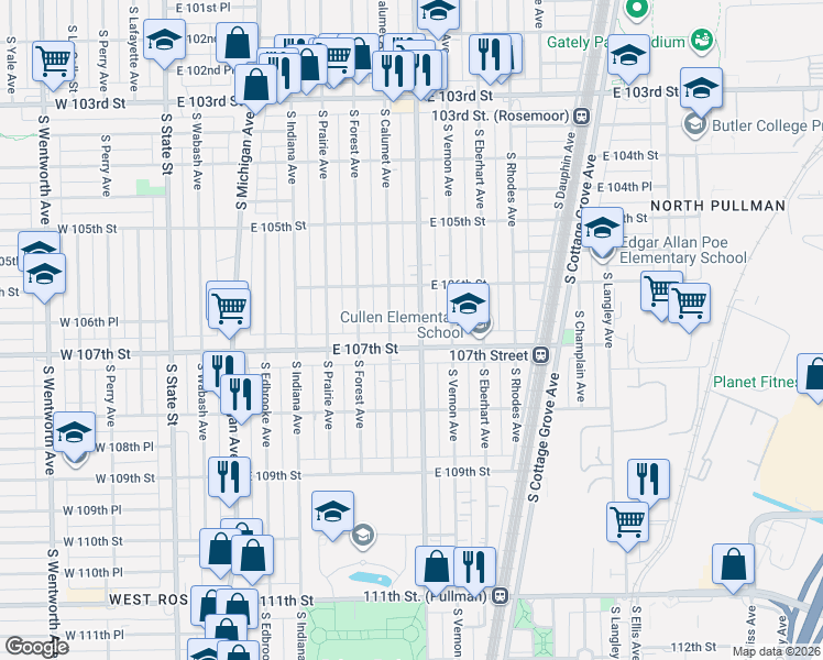 map of restaurants, bars, coffee shops, grocery stores, and more near in Chicago