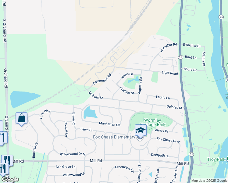 map of restaurants, bars, coffee shops, grocery stores, and more near 106 Mary Street in Oswego