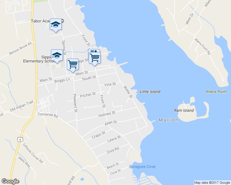 map of restaurants, bars, coffee shops, grocery stores, and more near 14 Vine Street in Marion