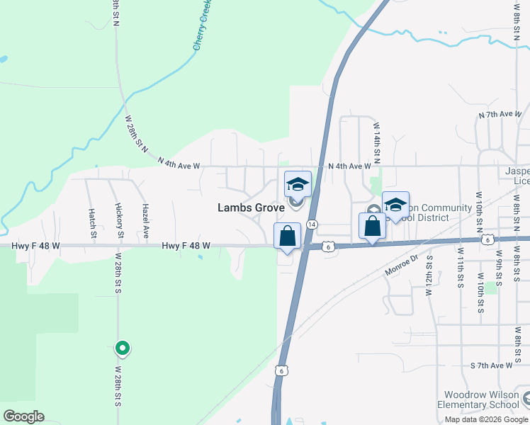 map of restaurants, bars, coffee shops, grocery stores, and more near 104 Emerson Hough Drive in Newton