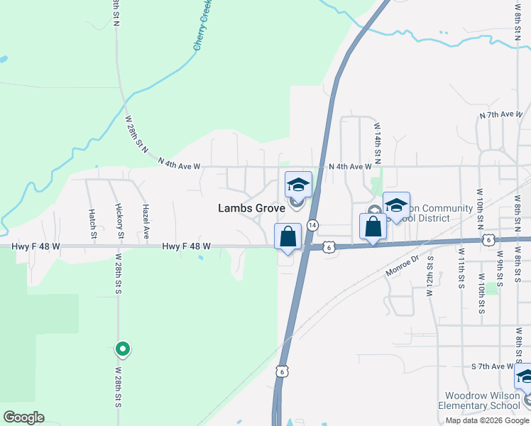 map of restaurants, bars, coffee shops, grocery stores, and more near 104 Emerson Hough Drive in Newton